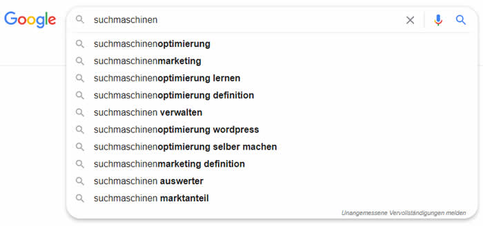 Google Suggest als Tool bei der suchmaschinenoptimierung