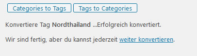 Erfolgreiche Konvertierung von Schlagworten und Kategorien