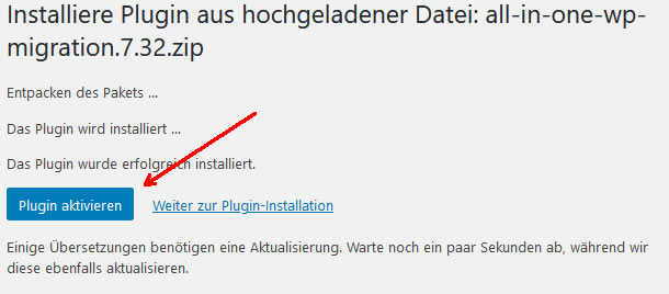 Hochgeladenes Plugin aktivieren