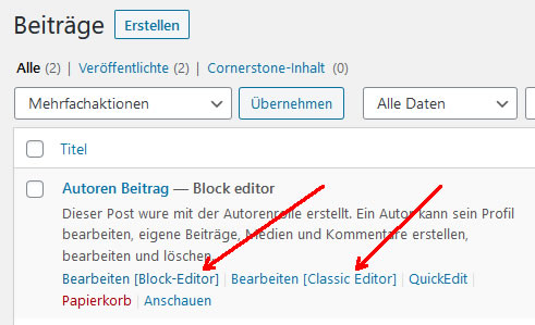 Klassik oder Block Editor