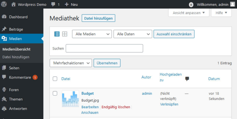 wordpress datei anhang-seiten